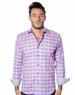 pink plaid casual shirt