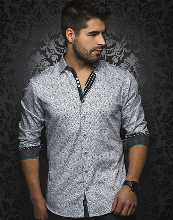 Luxury Black White Paisley Dress Shirt