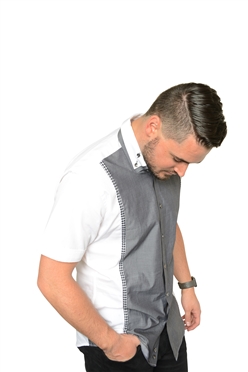 De Marcus Short Sleeve | Stefan White Grey