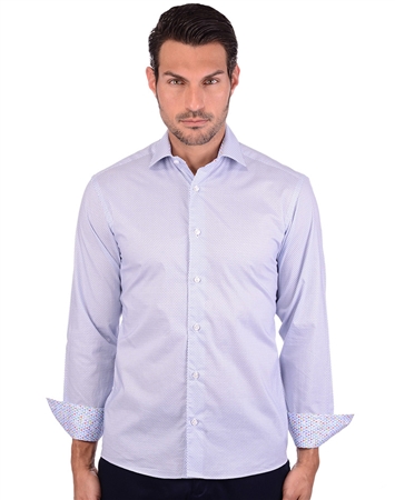 Beautiful Diamond Blue Cotton Dress Shirt