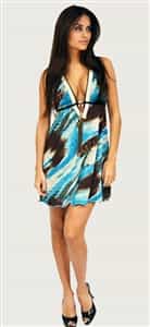 Donatella Dress Corrine Mini Blue Brown