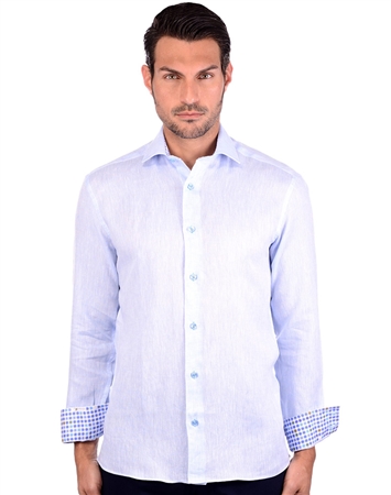 Ocean Blue Crisp Linen Woven Shirt