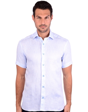 Fresh New  Blue Short Sleeve Men’s Shirt