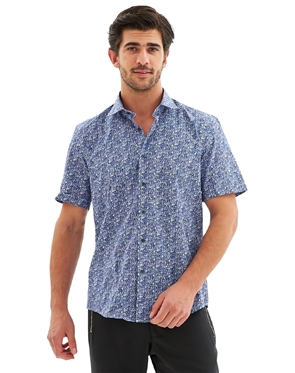 royal blue short sleeve button up