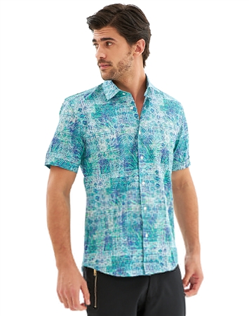 teal short sleeve button up