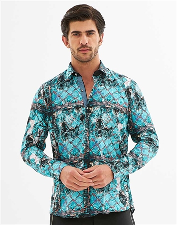 Men Luxury- Teal blue shirt