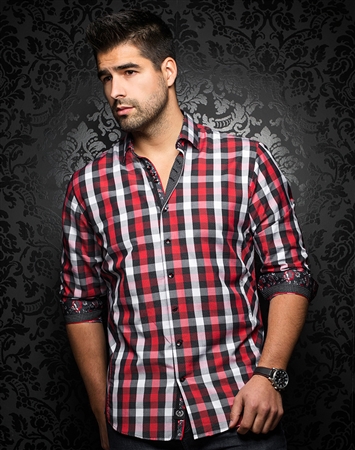 Casual Red Check Dress Shirt