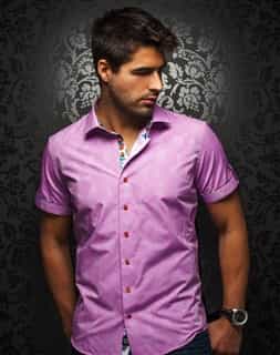 Casual Short Sleeve Shirt: Pink Designer Short Sleeve Shirt