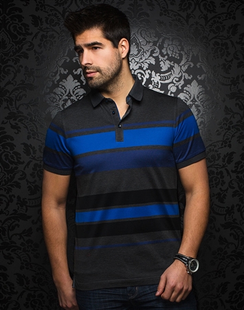 Designer Charcoal Stripe Polo