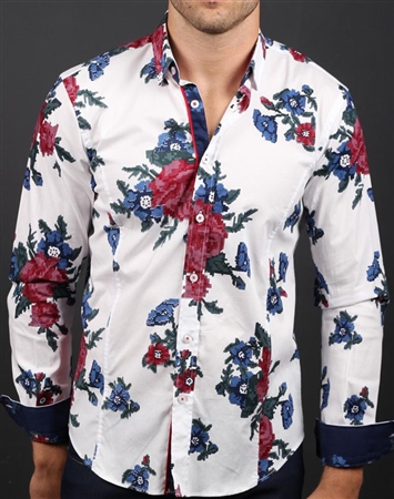 White Floral Dress Shirt