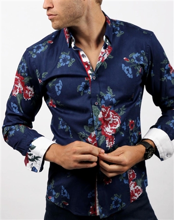 Designer Navy Floral Woven