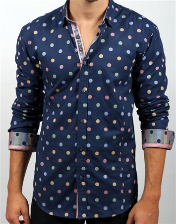 Navy Dot Dress Shirt