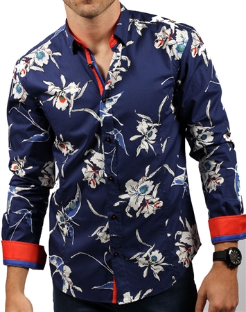 Designer Navy Floral Shirt