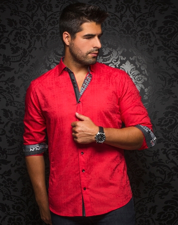 Designer Dress Shirt: Herrera Red