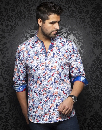 Au Noir Shirt inova-floral-red-navy