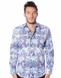 Summer Shirt: Casual Sport Shirt- Blue Floral Print Shirt