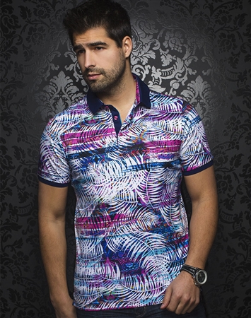 Multi Color Leaf Print Polo