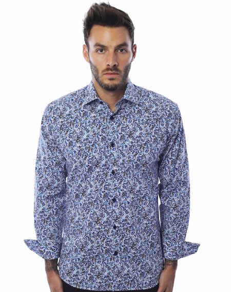 White and Blue Floral Shirt