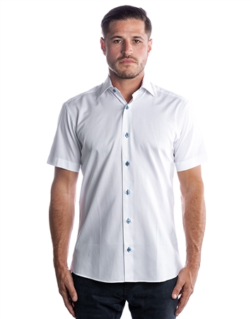 Luxury Short Sleeve Woven - White Dress Shirt