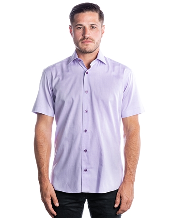 Luxury Short Sleeve Woven - Purple Dress Shirt