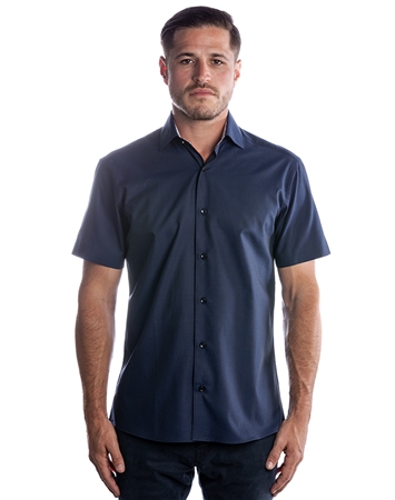 Luxury Short Sleeve Woven - Navy Dress Shirt