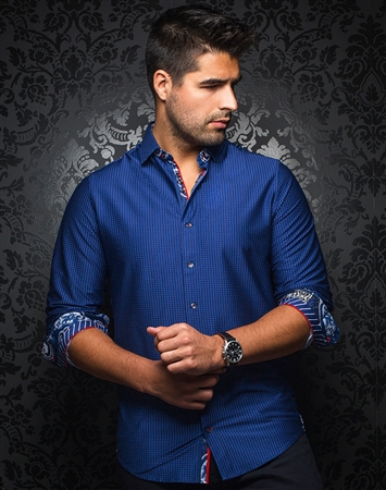 Luxury Navy and Blue Button Down