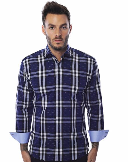 Luxury NavyCheck Dress Shirt