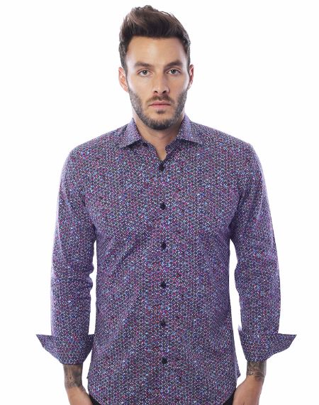 Fuchsia Multicolor Dress Shirt