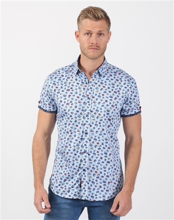 Pale Blue Multi Colored Shirt