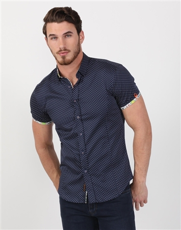 Fresh Navy Polka Dot Summer Shirt