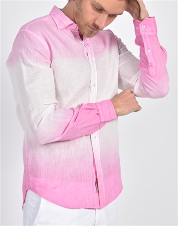 Pink Linen Flower Print Shirt|Eight-x Luxury Linen Shirt