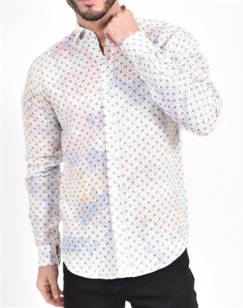 Purple Linen Flower Print Shirt|Eight-x Luxury Linen Shirt