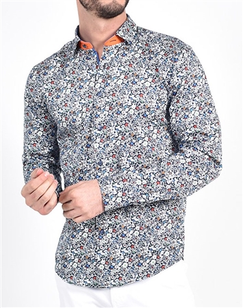 Minimalist Multi Color Bloom Shirt|Eight-x Luxury Long Sleeve Dress Shirt