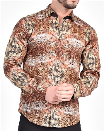 Leopard Print Dress Shirt|Eight-x Luxury Long Sleeve