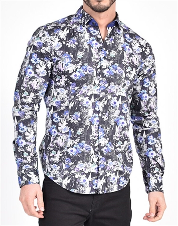Nightshade Garden Print Shirt|Eight-x Luxury Long Sleeve Dress Shirt