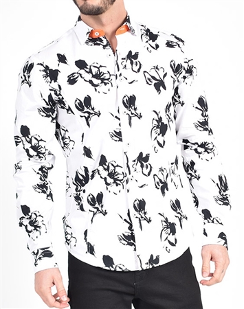 Brush Stroke Print Shirt|Eight-x Luxury Long Sleeve|Nextlevelcouture