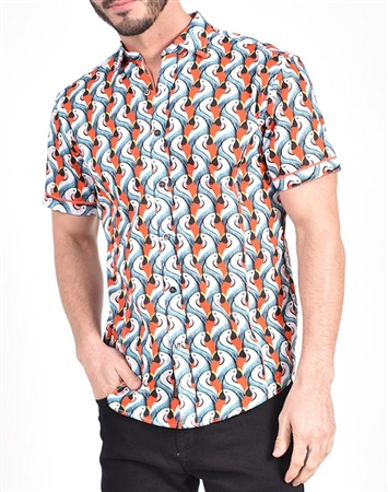 Colorful Parrot Print Shirt|Eight-x Luxury Short Sleeve