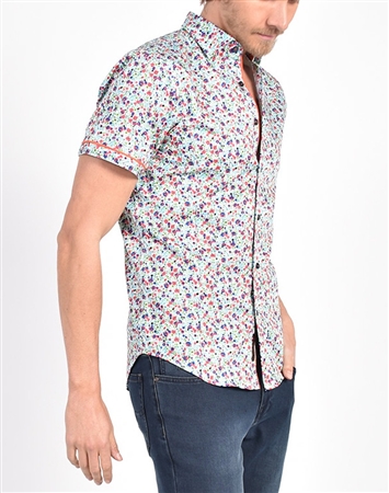 Spring Melody Floral Print Shirt|Eight-x Luxury Short Sleeve