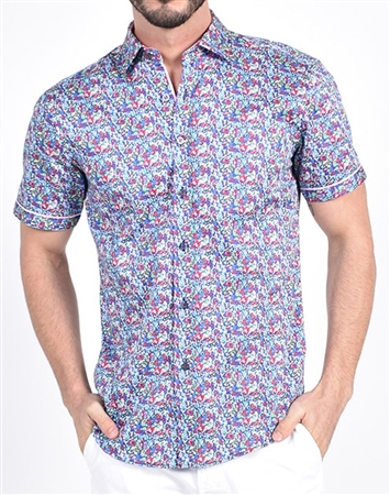 Blossom Melody Floral Print Shirt|Eight-x Luxury Short Sleeve