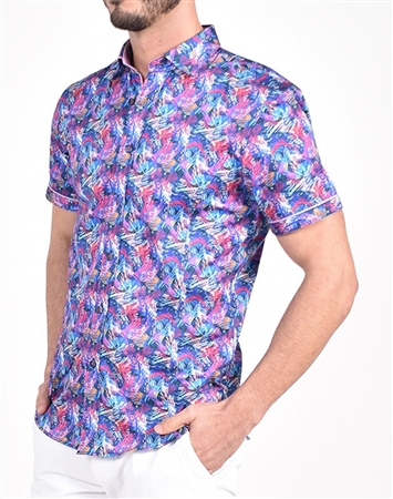 Flashback Multi-Color Print Shirt|Eight-x Luxury Short Sleeve