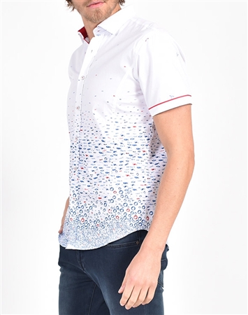 Fluttering Hummingbird and Flounder Print Shirt|Eight-x Luxury Short Sleeve