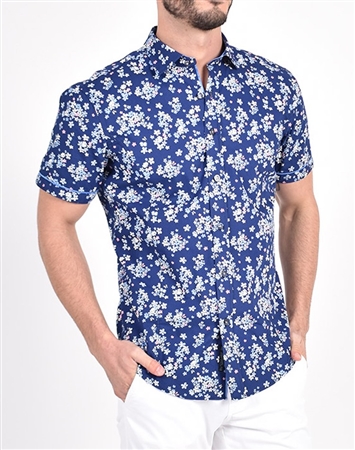 Valley Flower Patch Print Shirt|Eight-x Luxury Short Sleeve