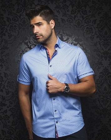 Luxury Short Sleeve Dress Shirt:  Maldini Light Blue