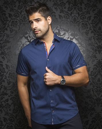 Luxury Short Sleeve Dress Shirt:  Maldini Navy