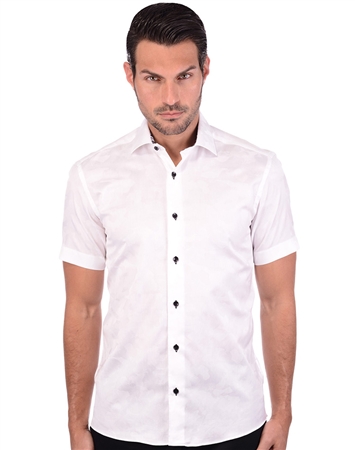 Suave White Camouflage Cotton Shirt