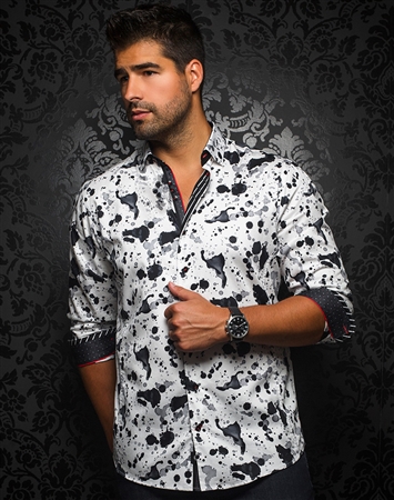 Designer Dress Shirt: Mendoza White Black