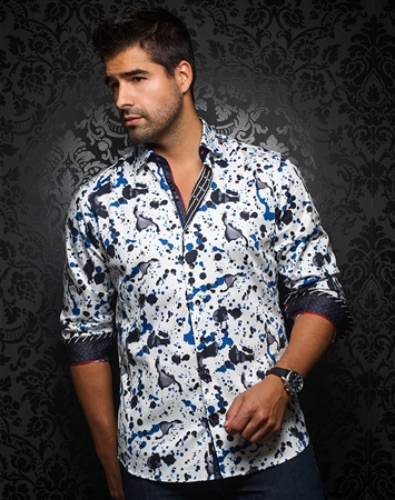 Designer Dress Shirt: Mendoza White Royal