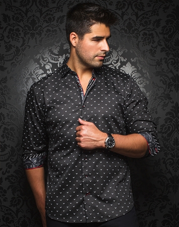 Designer Knit Dress Shirt: Milos Black