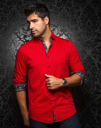 Designer Knit Dress Shirt: Milos Red