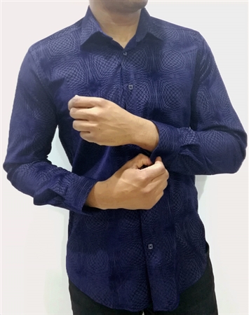 Navy Geometric Dress Shirt